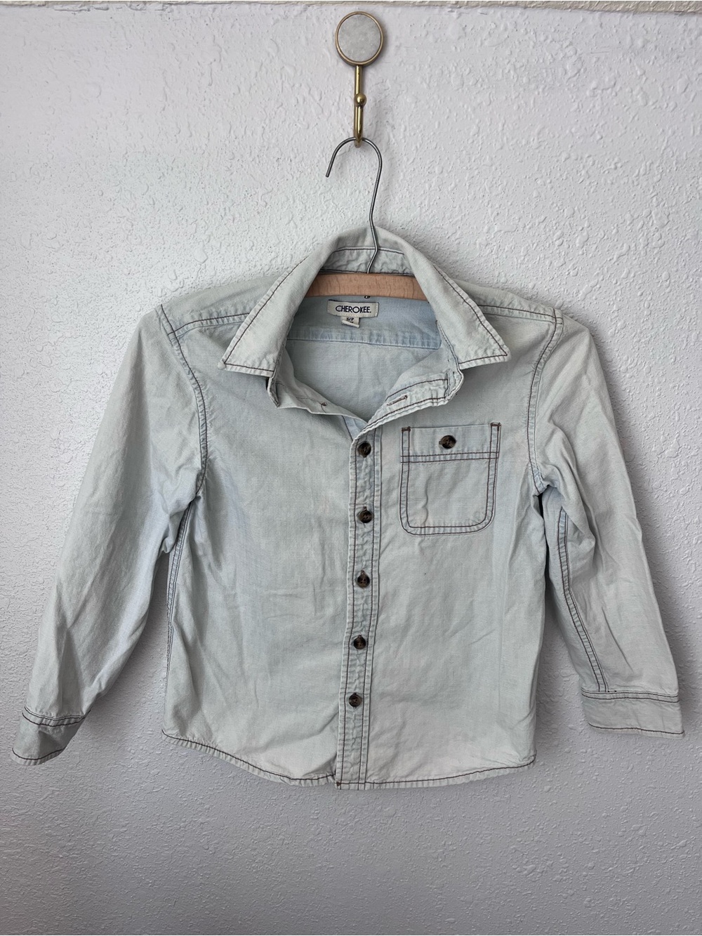 Cherokee boys Light Blue Cotton Button-Up Shirt